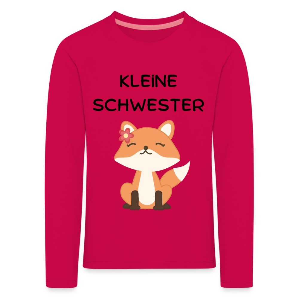 Kinder Premium Langarmshirt - Kleine Schwester Fuchs - dunkles Pink