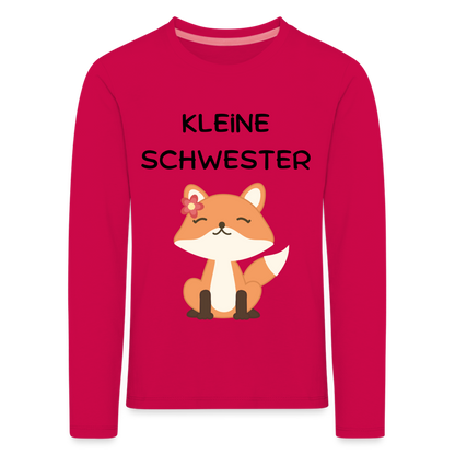 Kinder Premium Langarmshirt - Kleine Schwester Fuchs - dunkles Pink