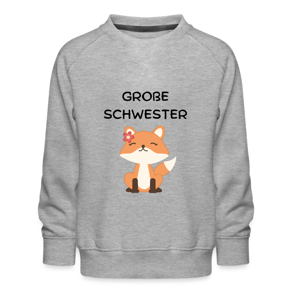 Kinder Premium Pullover - Große Schwester Fuchs - Grau meliert