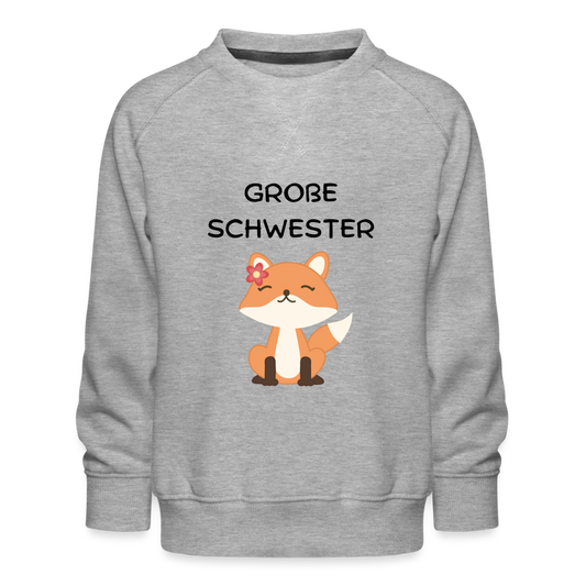 Kinder Premium Pullover - Große Schwester Fuchs - Grau meliert