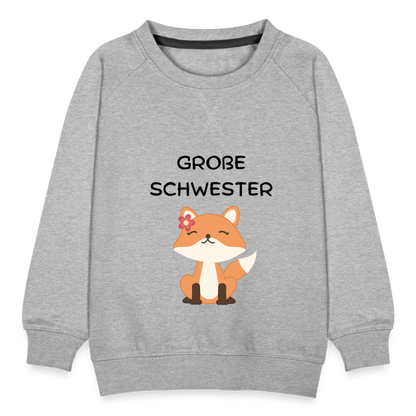 Kinder Premium Pullover - Große Schwester Fuchs - Grau meliert