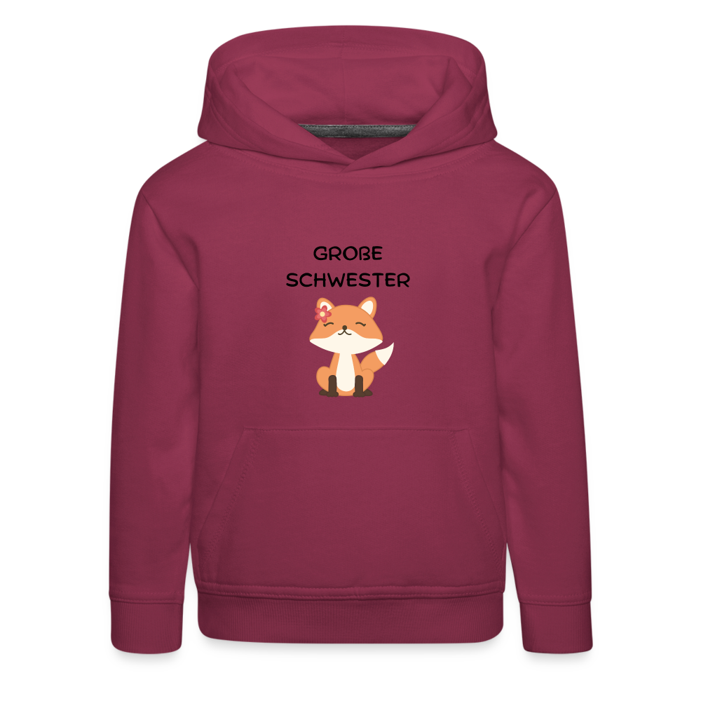 Kinder Premium Hoodie - Große Schwester Fuchs - Bordeaux