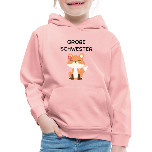 Kinder Premium Hoodie - Große Schwester Fuchs - Kristallrosa