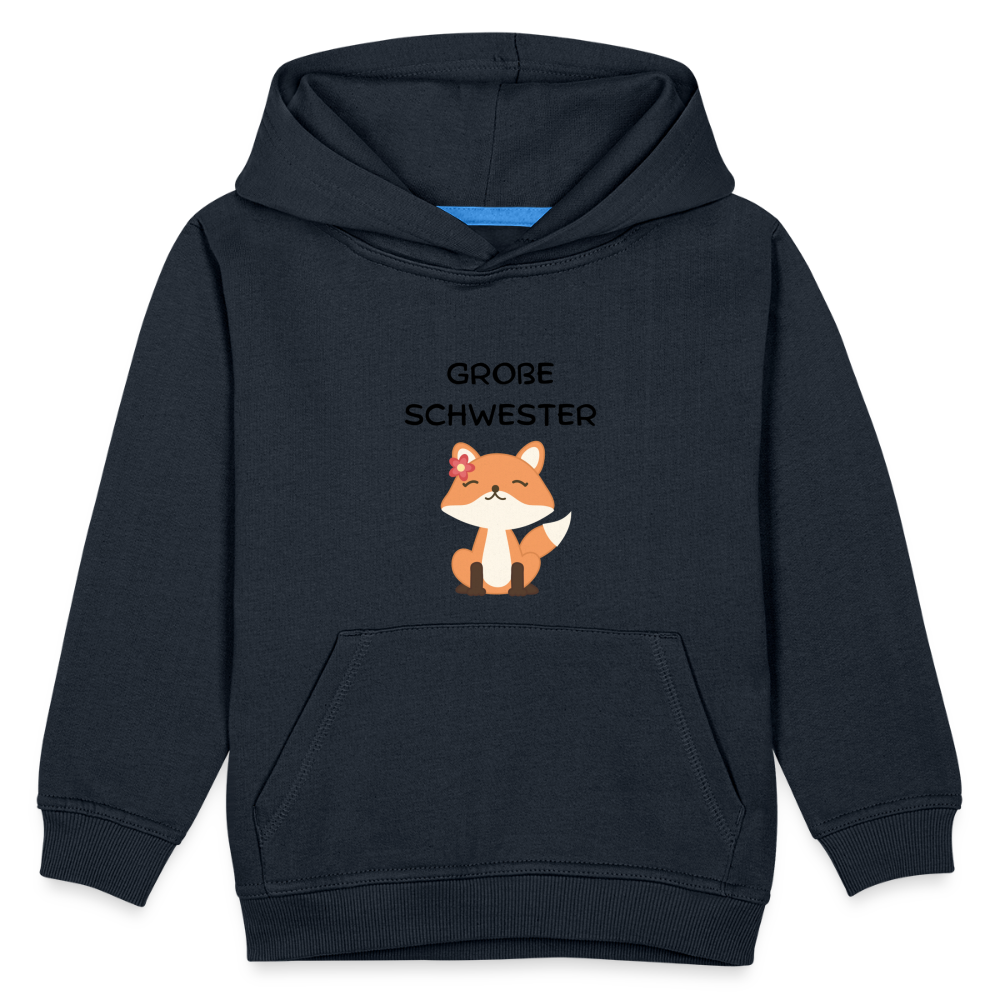 Kinder Premium Hoodie - Große Schwester Fuchs - Navy