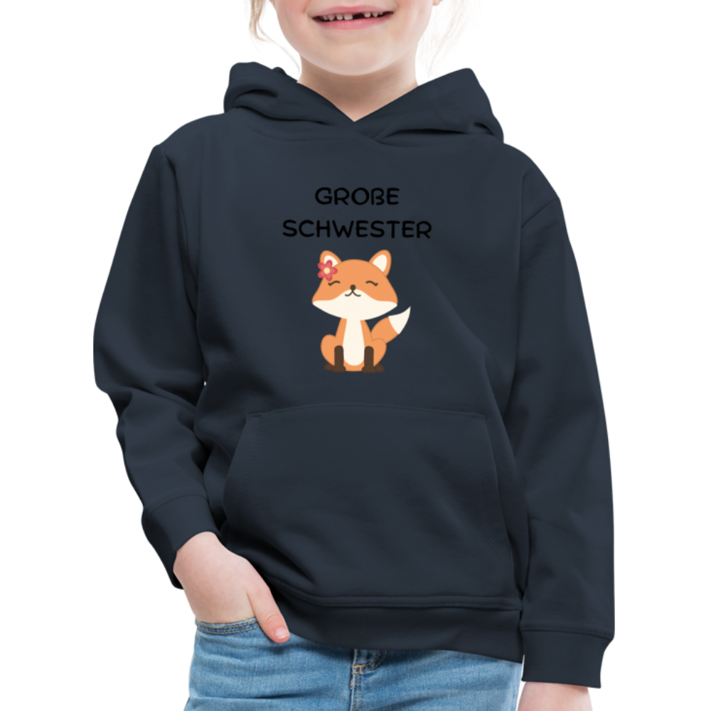 Kinder Premium Hoodie - Große Schwester Fuchs - Navy