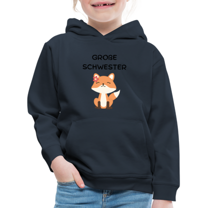 Kinder Premium Hoodie - Große Schwester Fuchs - Navy