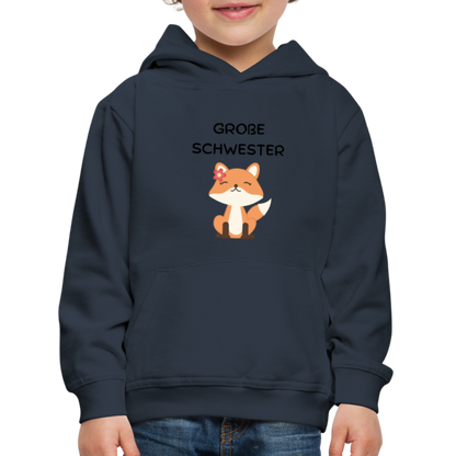 Kinder Premium Hoodie - Große Schwester Fuchs - Navy