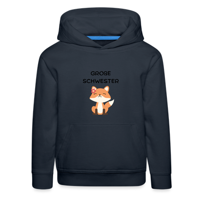 Kinder Premium Hoodie - Große Schwester Fuchs - Navy