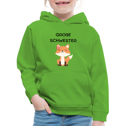 Kinder Premium Hoodie - Große Schwester Fuchs - Hellgrün