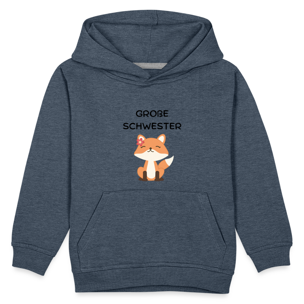 Kinder Premium Hoodie - Große Schwester Fuchs - Jeansblau