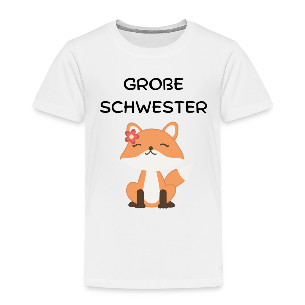 Kinder Premium T-Shirt - Große Schwester Fuchs - weiß