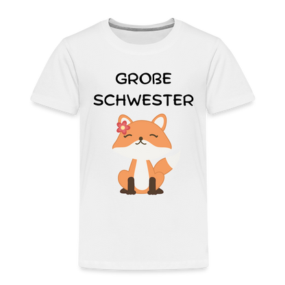 Kinder Premium T-Shirt - Große Schwester Fuchs - weiß