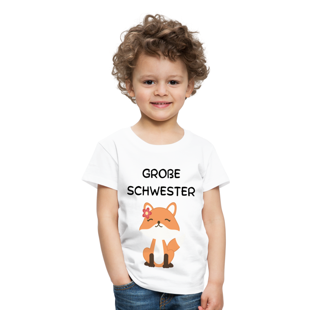 Kinder Premium T-Shirt - Große Schwester Fuchs - weiß