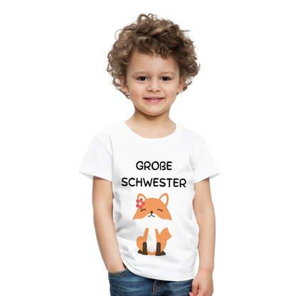 Kinder Premium T-Shirt - Große Schwester Fuchs - weiß