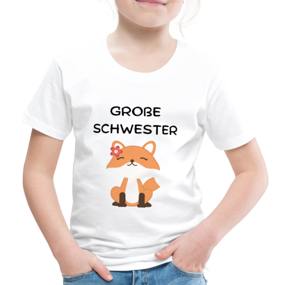 Kinder Premium T-Shirt - Große Schwester Fuchs - weiß