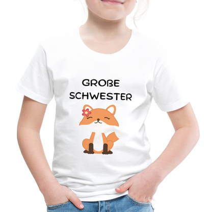 Kinder Premium T-Shirt - Große Schwester Fuchs - weiß