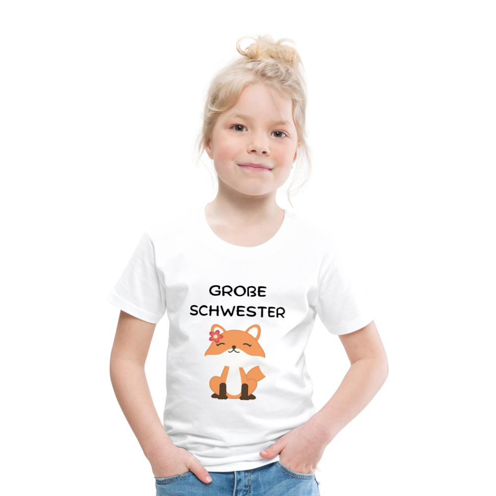 Kinder Premium T-Shirt - Große Schwester Fuchs - weiß