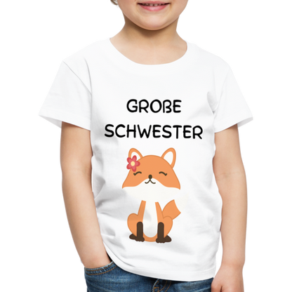 Kinder Premium T-Shirt - Große Schwester Fuchs - weiß