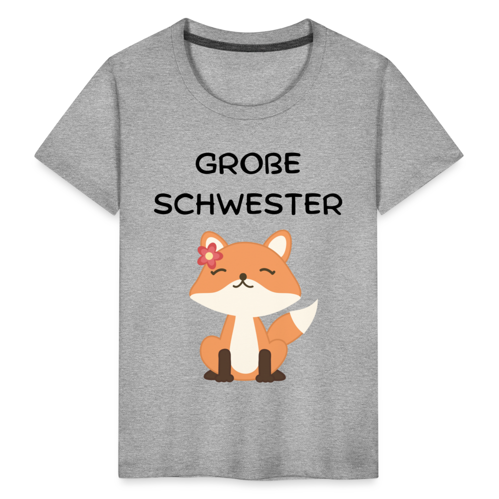 Kinder Premium T-Shirt - Große Schwester Fuchs - Grau meliert