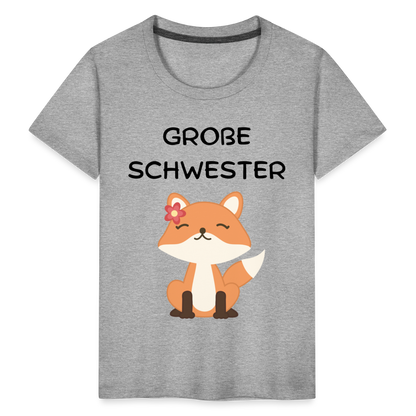 Kinder Premium T-Shirt - Große Schwester Fuchs - Grau meliert