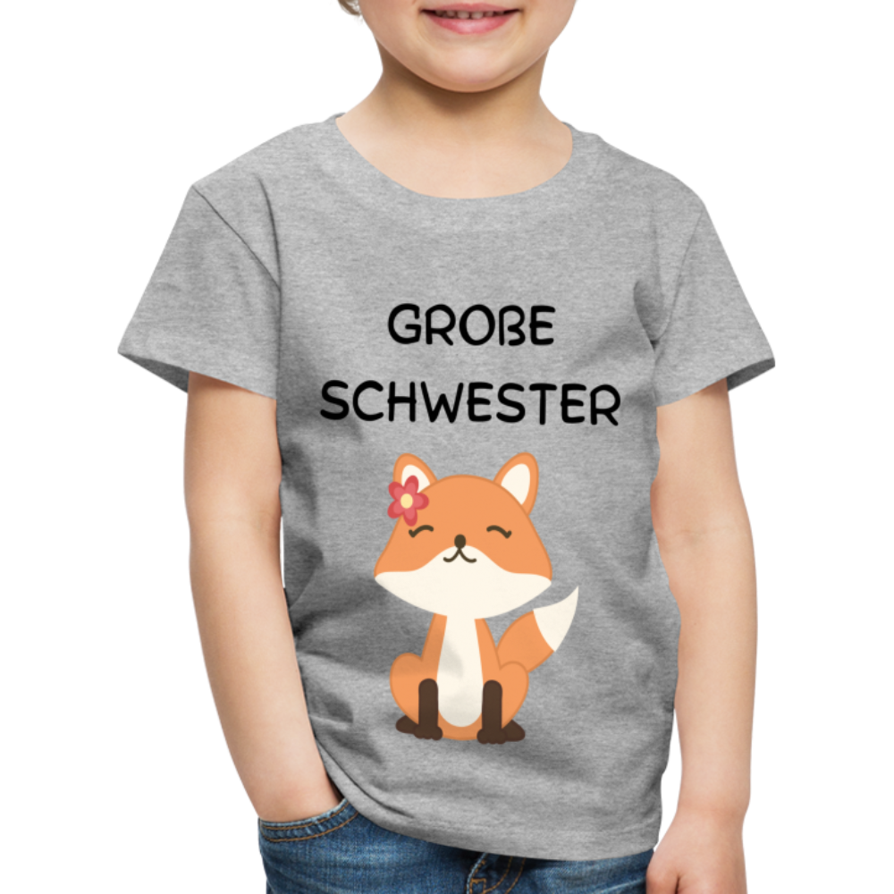 Kinder Premium T-Shirt - Große Schwester Fuchs - Grau meliert