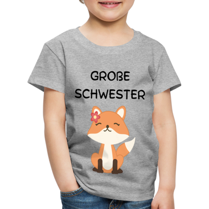 Kinder Premium T-Shirt - Große Schwester Fuchs - Grau meliert