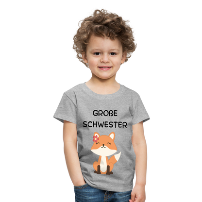 Kinder Premium T-Shirt - Große Schwester Fuchs - Grau meliert