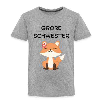 Kinder Premium T-Shirt - Große Schwester Fuchs - Grau meliert