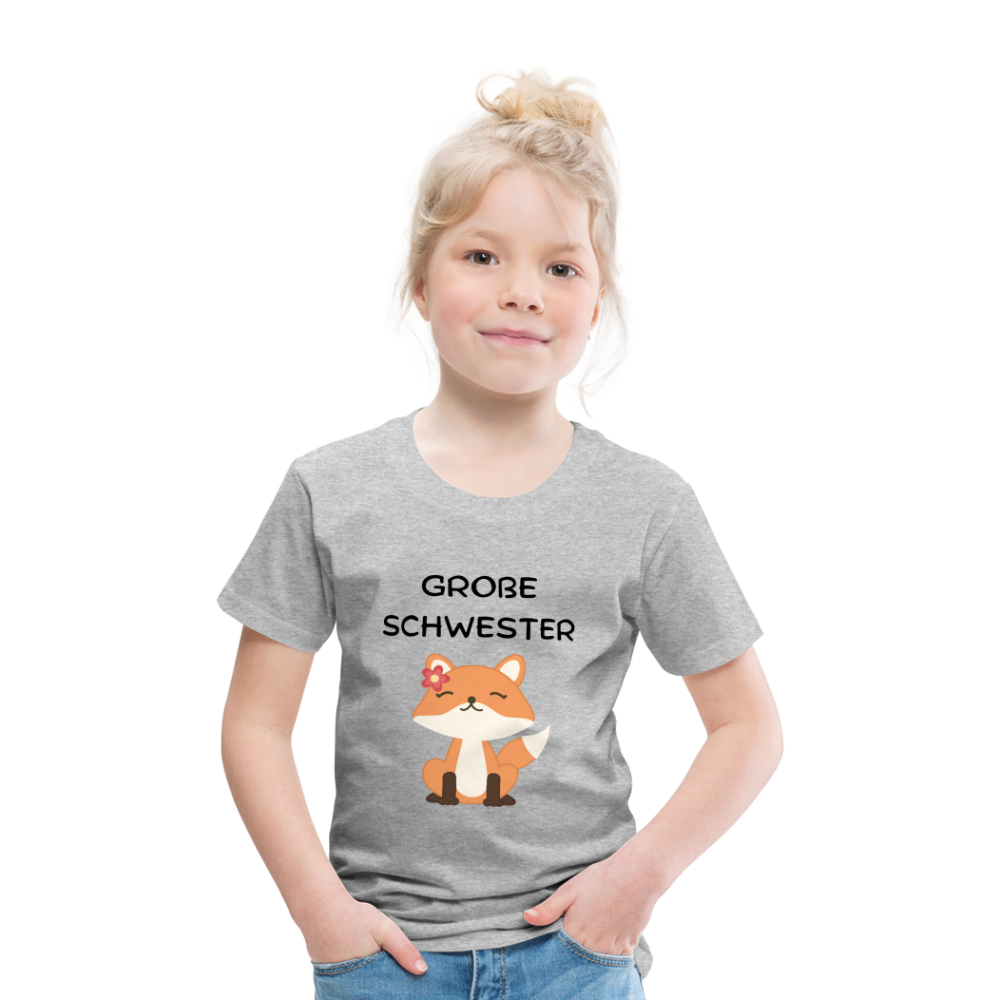 Kinder Premium T-Shirt - Große Schwester Fuchs - Grau meliert