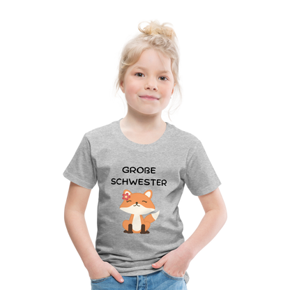 Kinder Premium T-Shirt - Große Schwester Fuchs - Grau meliert