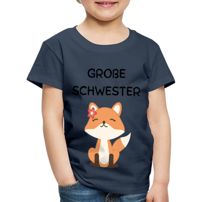 Kinder Premium T-Shirt - Große Schwester Fuchs - Navy