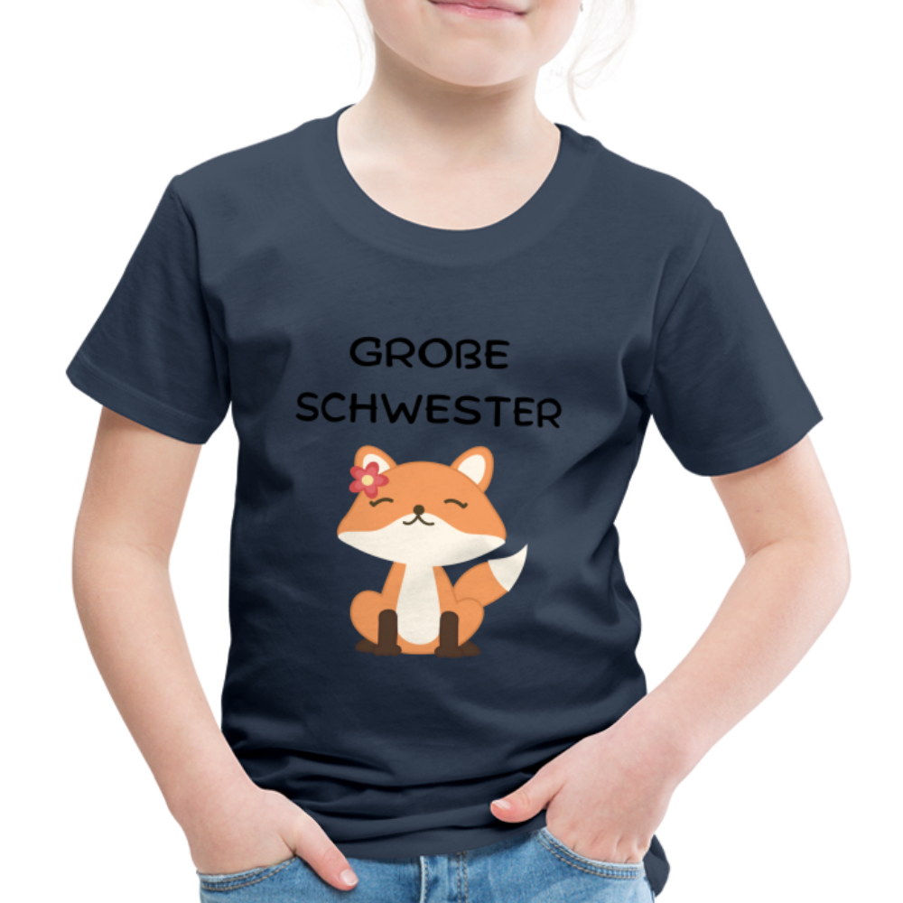 Kinder Premium T-Shirt - Große Schwester Fuchs - Navy