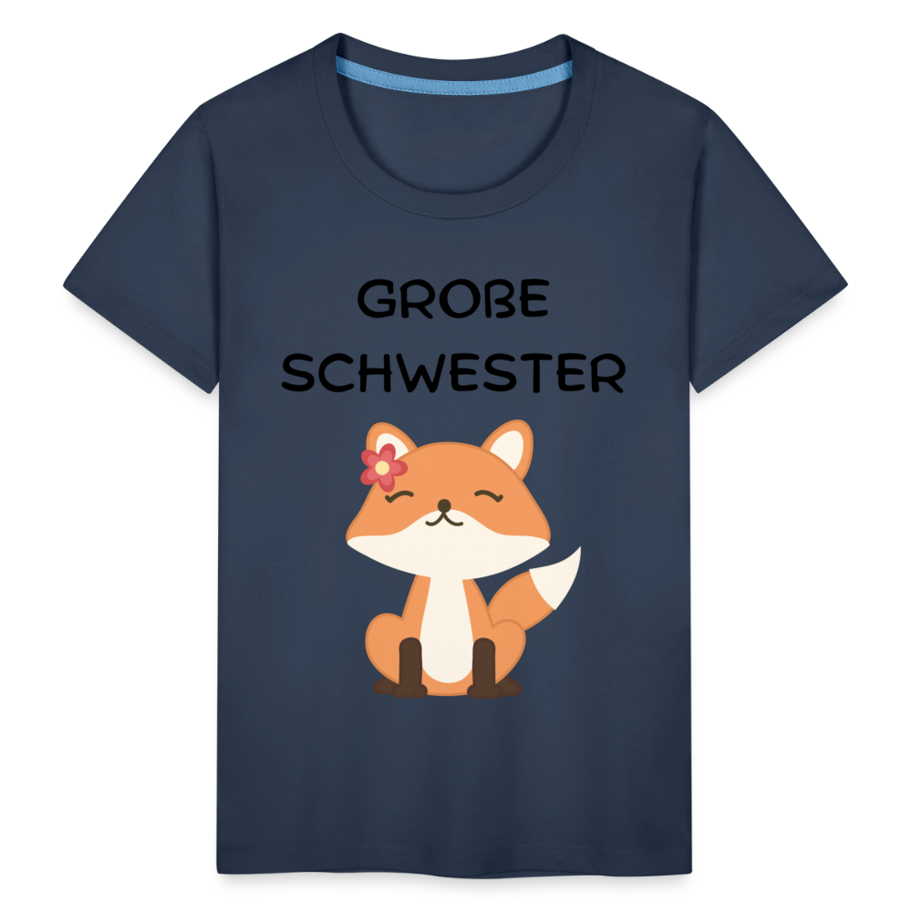 Kinder Premium T-Shirt - Große Schwester Fuchs - Navy