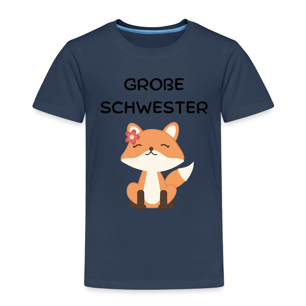 Kinder Premium T-Shirt - Große Schwester Fuchs - Navy