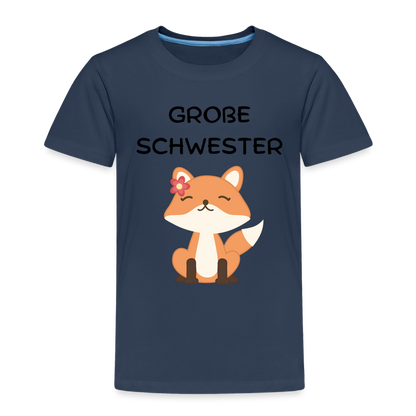 Kinder Premium T-Shirt - Große Schwester Fuchs - Navy