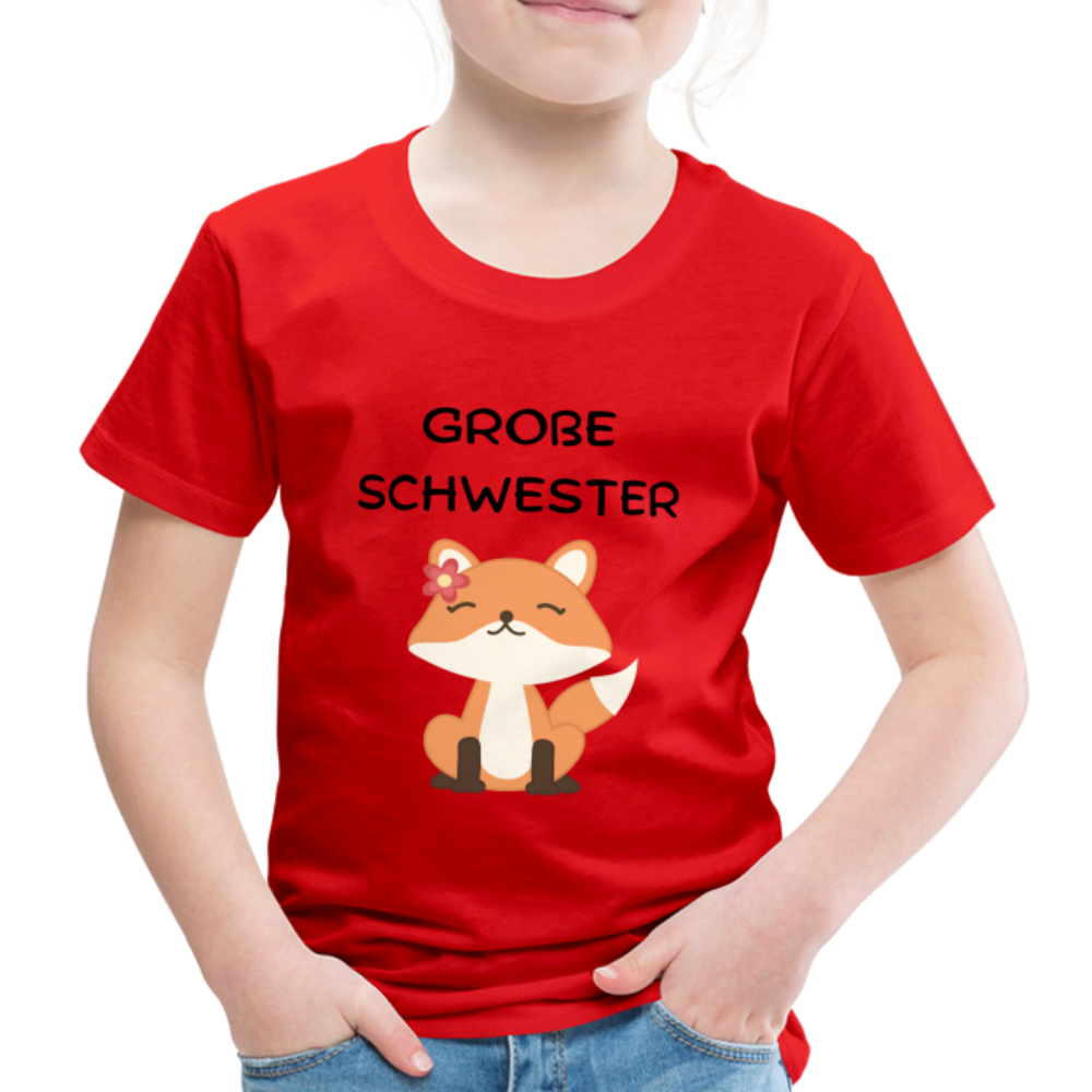 Kinder Premium T-Shirt - Große Schwester Fuchs - Rot