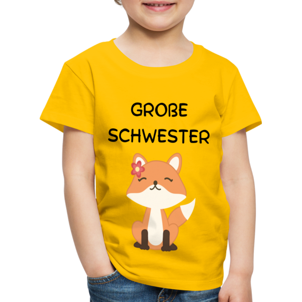 Kinder Premium T-Shirt - Große Schwester Fuchs - Sonnengelb