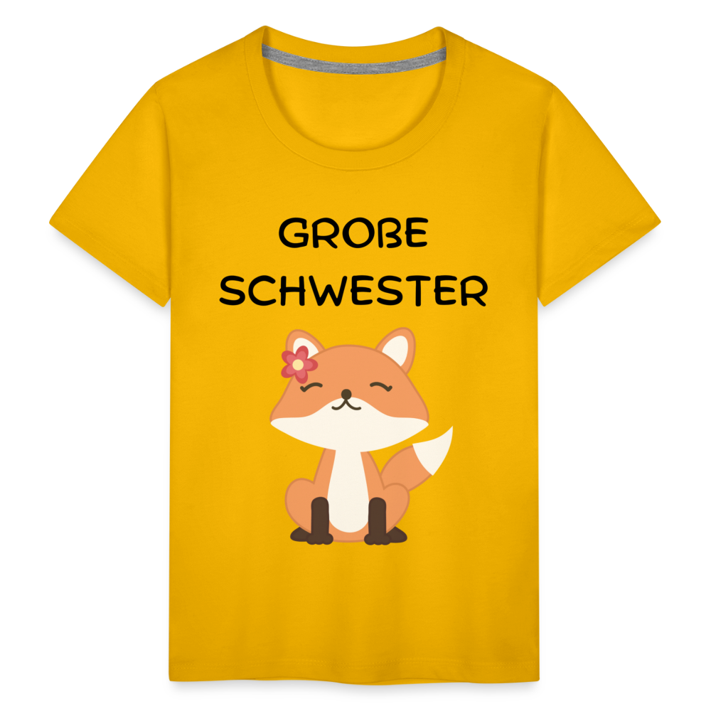 Kinder Premium T-Shirt - Große Schwester Fuchs - Sonnengelb