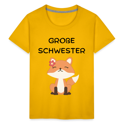 Kinder Premium T-Shirt - Große Schwester Fuchs - Sonnengelb