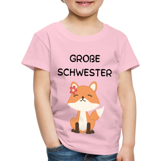 Kinder Premium T-Shirt - Große Schwester Fuchs - Hellrosa