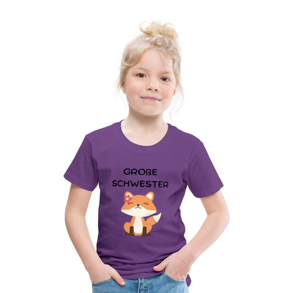 Kinder Premium T-Shirt - Große Schwester Fuchs - Lila