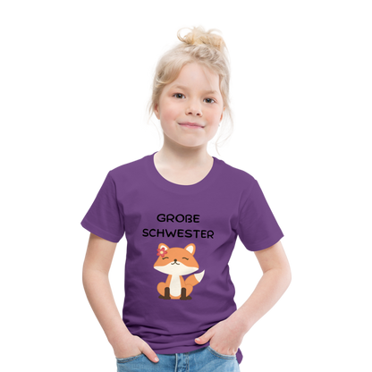 Kinder Premium T-Shirt - Große Schwester Fuchs - Lila