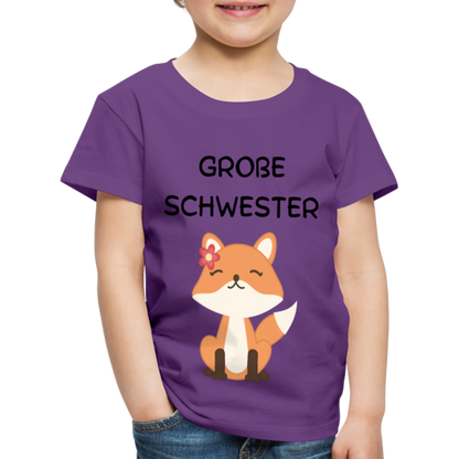 Kinder Premium T-Shirt - Große Schwester Fuchs - Lila