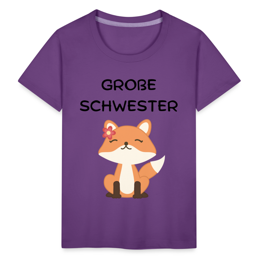 Kinder Premium T-Shirt - Große Schwester Fuchs - Lila