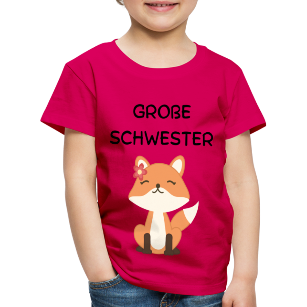 Kinder Premium T-Shirt - Große Schwester Fuchs - dunkles Pink