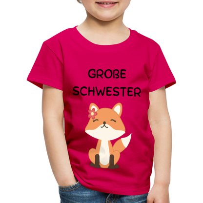 Kinder Premium T-Shirt - Große Schwester Fuchs - dunkles Pink