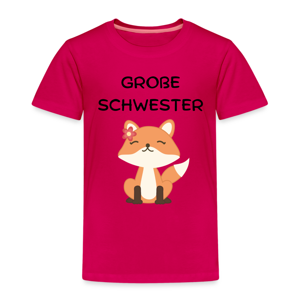 Kinder Premium T-Shirt - Große Schwester Fuchs - dunkles Pink