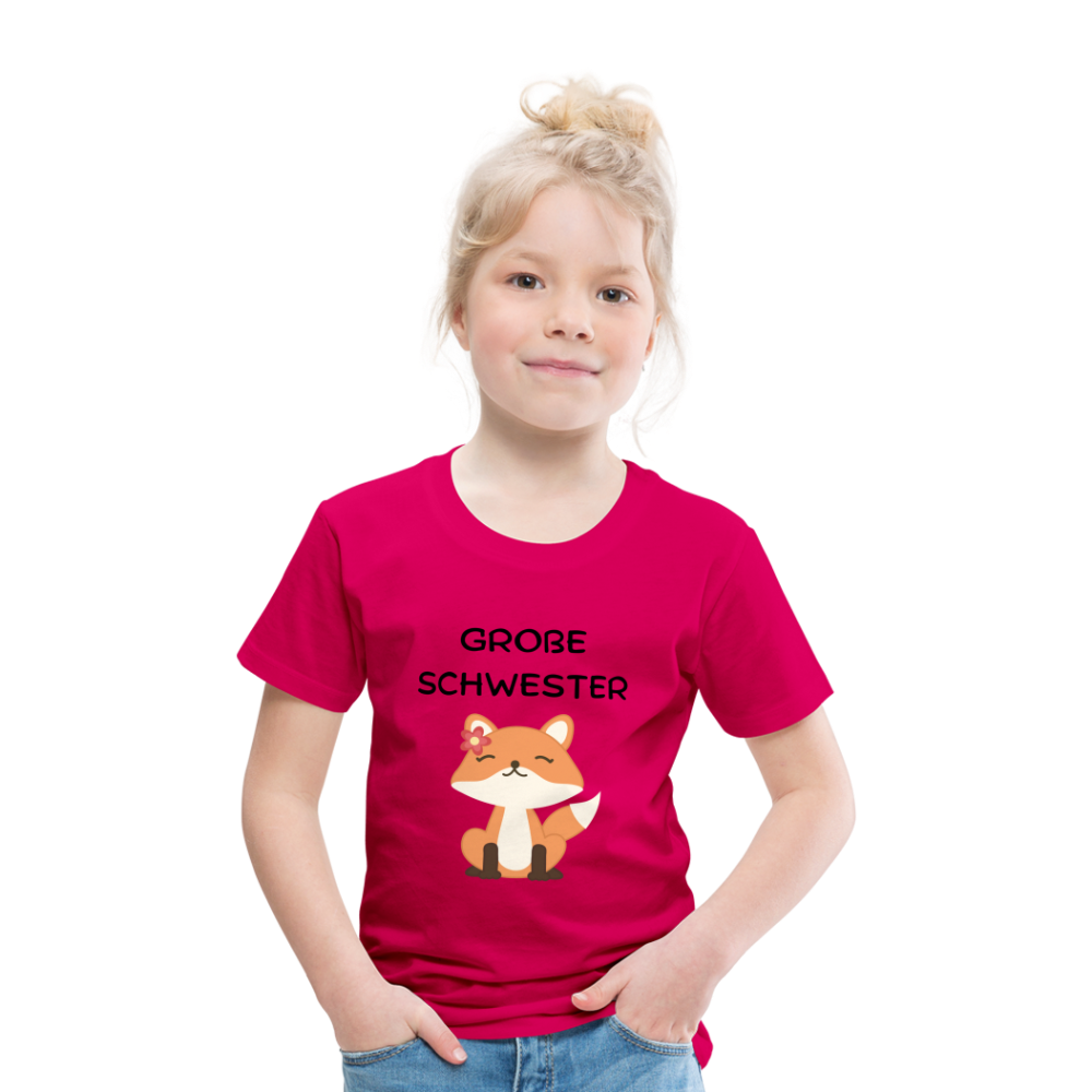 Kinder Premium T-Shirt - Große Schwester Fuchs - dunkles Pink