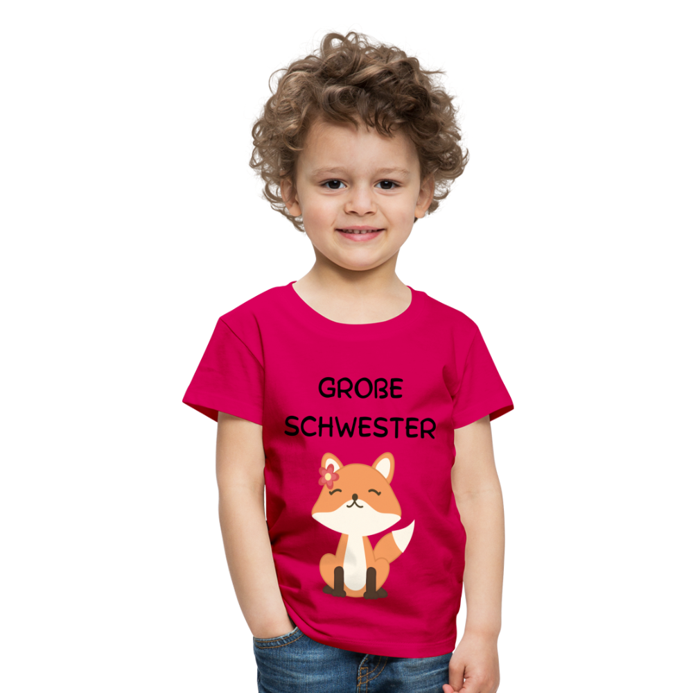 Kinder Premium T-Shirt - Große Schwester Fuchs - dunkles Pink