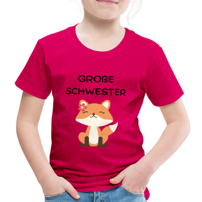 Kinder Premium T-Shirt - Große Schwester Fuchs - dunkles Pink